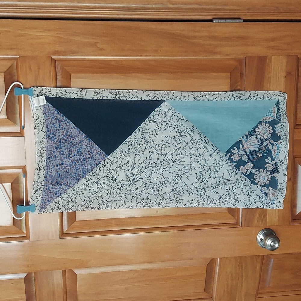 * Rebecca Minkoff Blue Multi-Pattern Lightweight Cotton Silk Square 30X30 Scarf